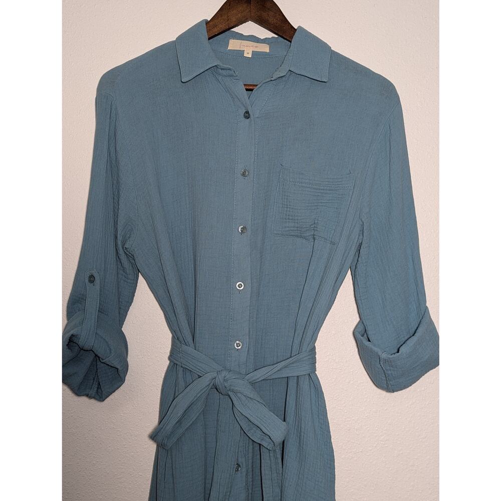 Franco Shirt Dress Blue Button Down Size M - Picture 2 of 6